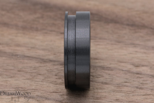 8mm Black Ceramic - Off Centered Inlay - DreamWood Rings Supplies