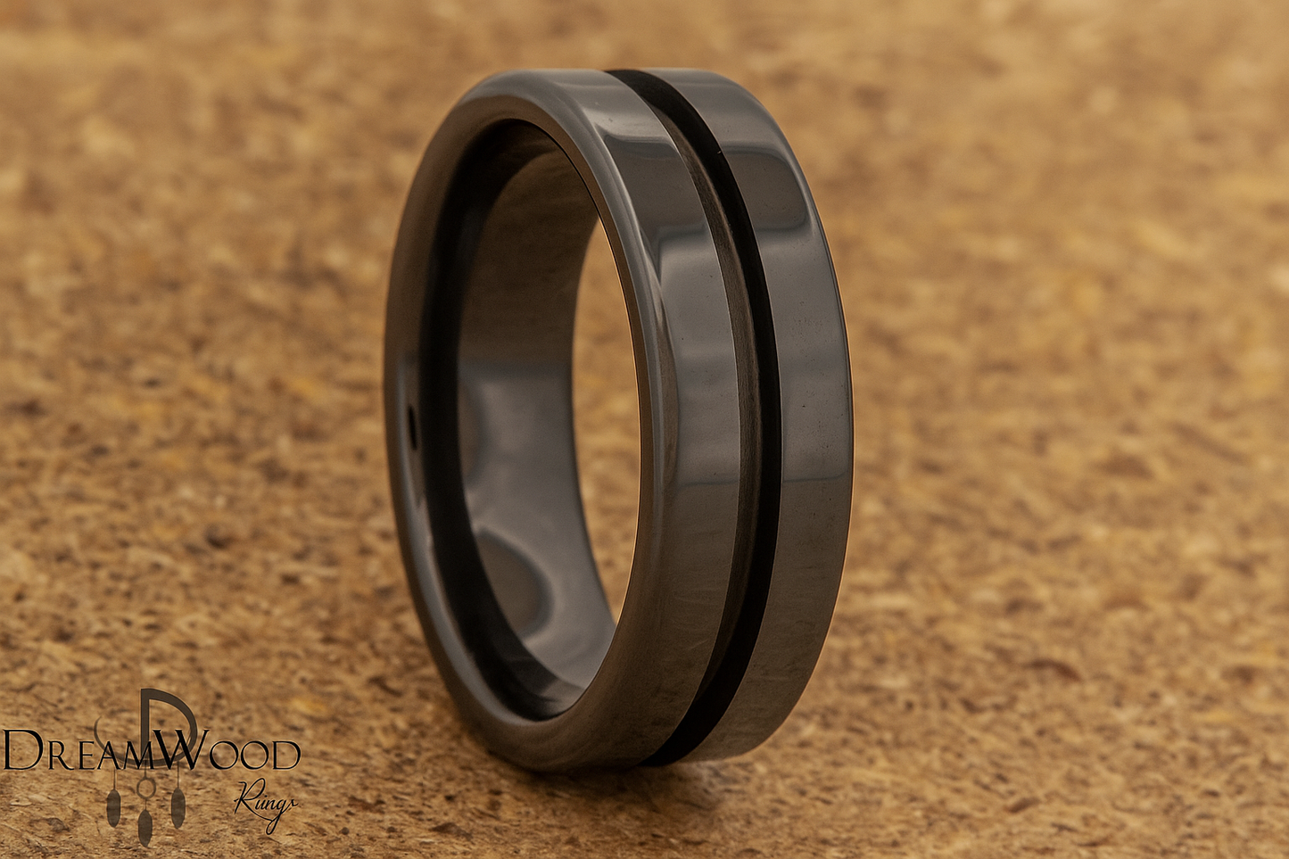 8mm Black Ceramic - thin center inlay
