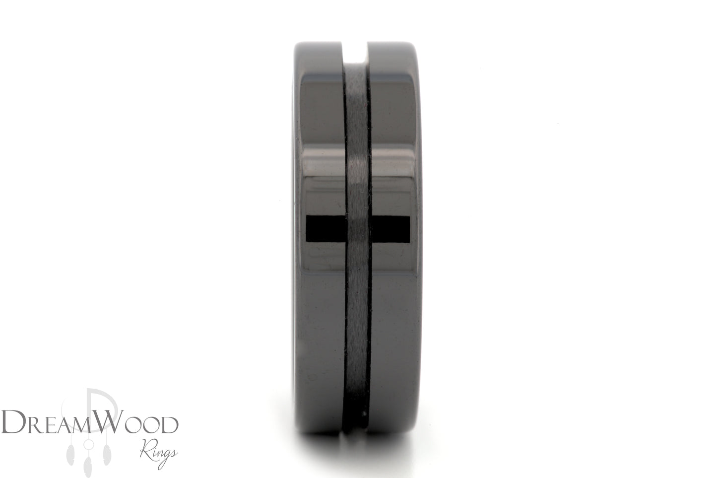 8mm Black Ceramic - thin center inlay