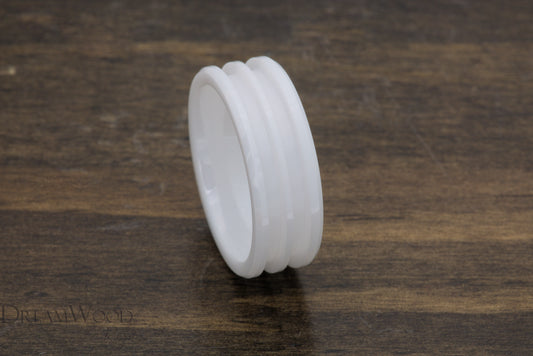 Double Channel White Ceramic - 8mm Width