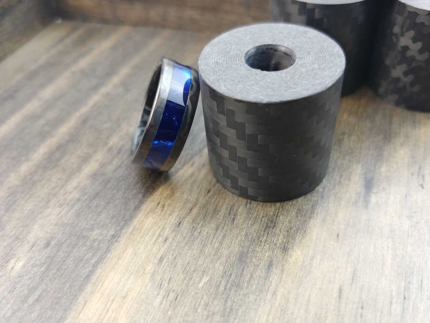 Carbon fiber with blue inlay