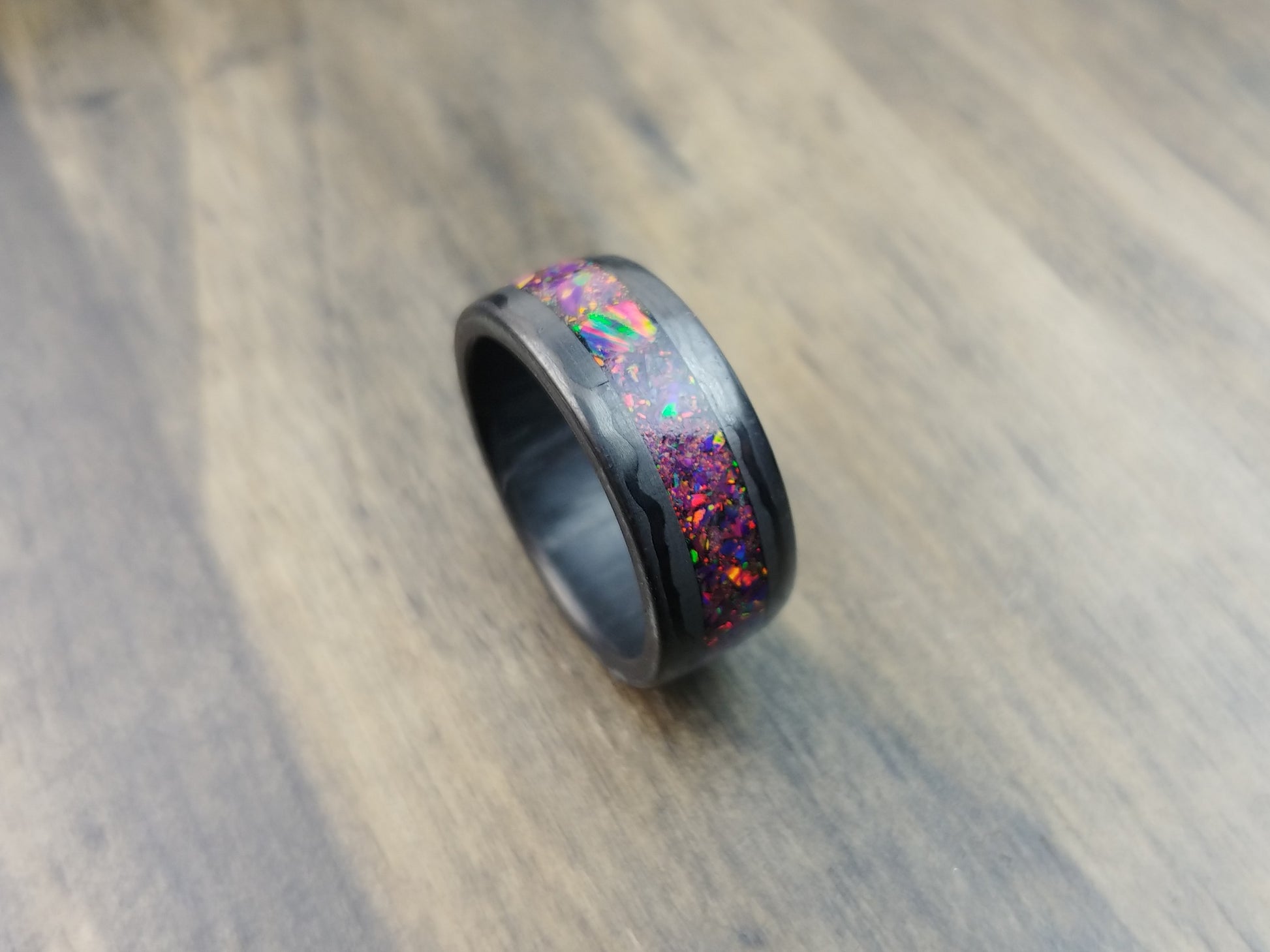 Carbon fiber - purple opal - DreamWood Rings Supplies