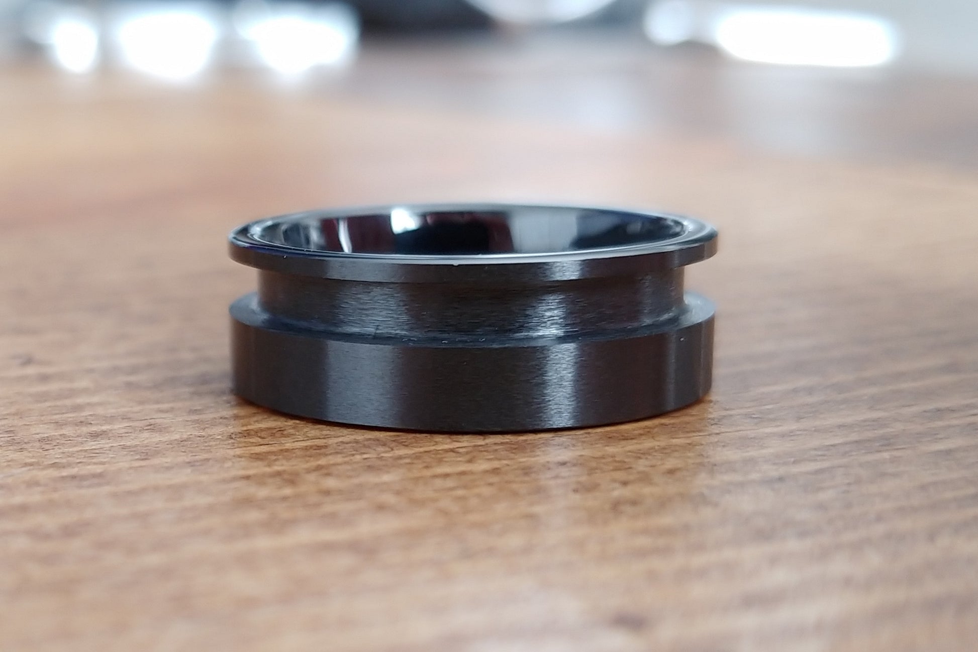 8mm Black Ceramic - Off Centered Inlay - DreamWood Rings Supplies