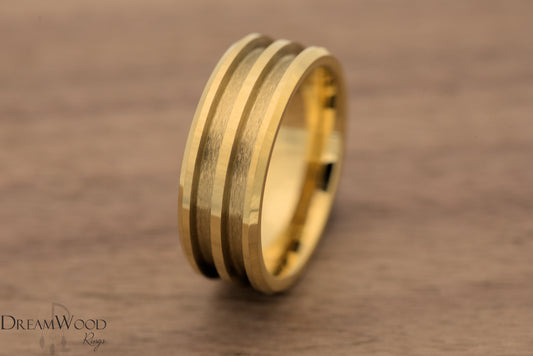Gold Double Channel Tungsten | 8mm - DreamWood Rings Supplies