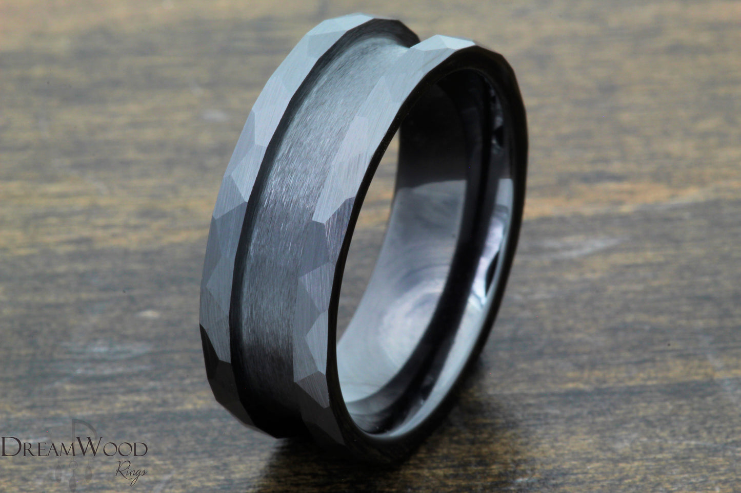 Hammered Black Ceramic blank-8mm or 6mm - DreamWood Rings Supplies