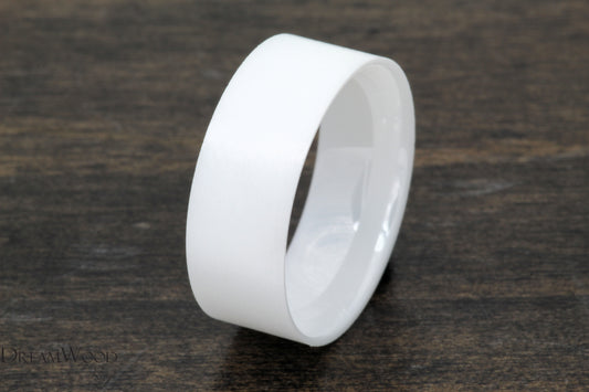 Flat White Ceramic Core - 8mm, 6mm, 4mm - DreamWood Rings Supplies
