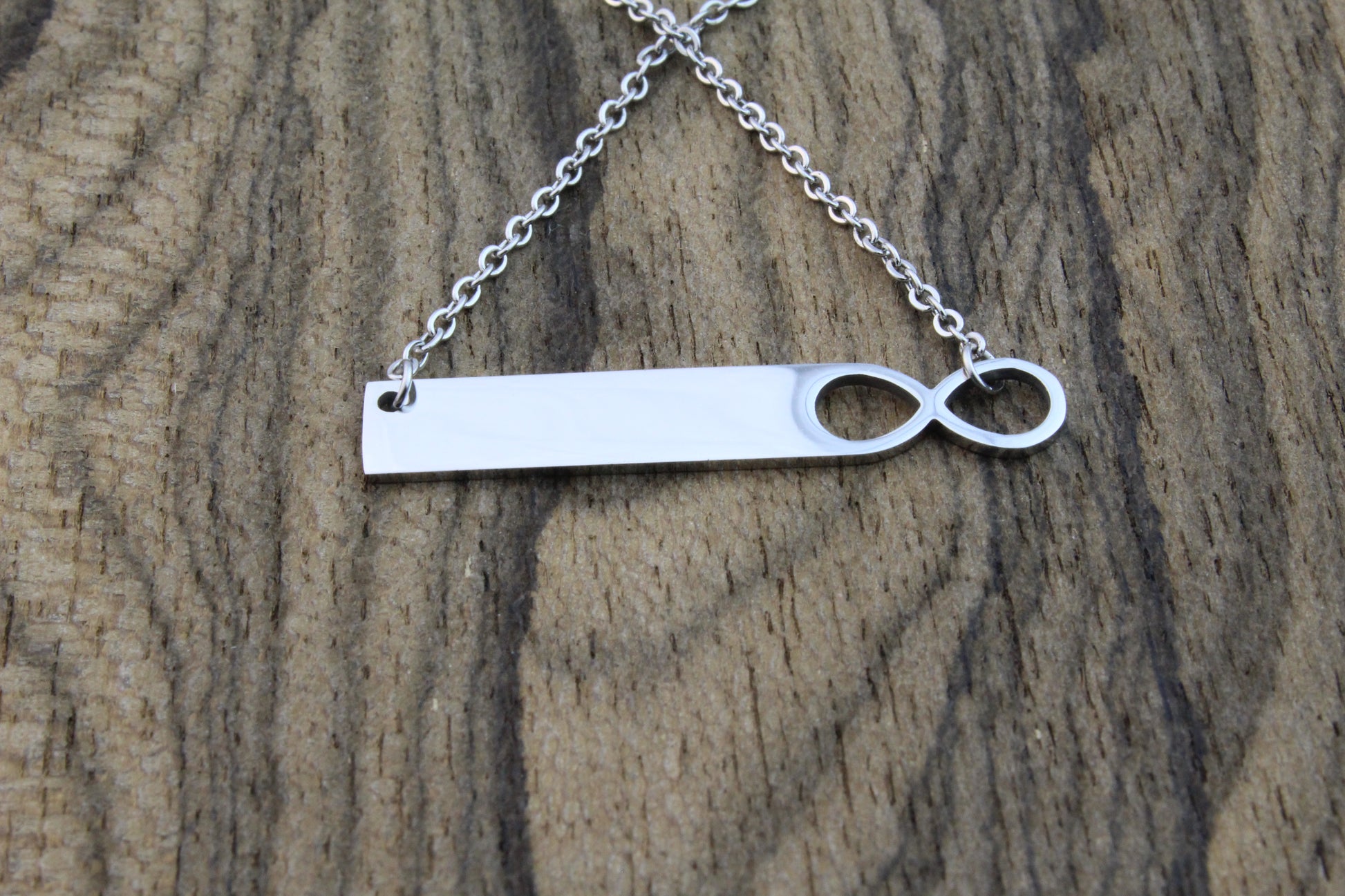 Infinity Silver Bar Necklace - DreamWood Rings Supplies