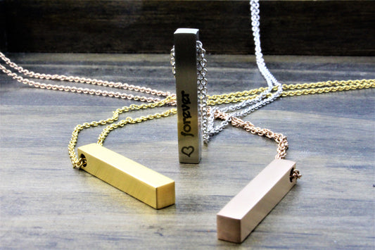 3D Brushed Bar Necklace - DreamWood Rings Supplies