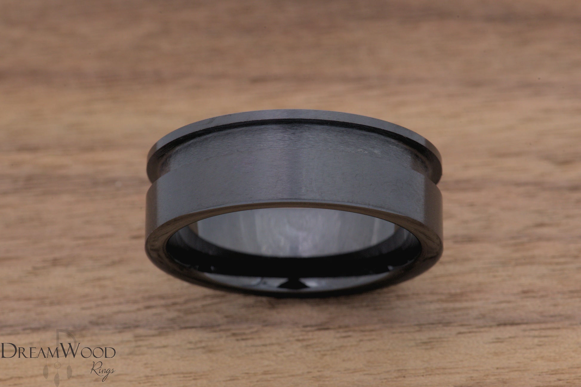 8mm Black Ceramic - Off Centered Inlay - DreamWood Rings Supplies